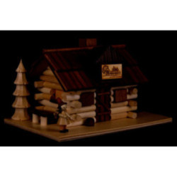 Traditionelles Rauchhaus Köhlerhütte mit Waldarbeiter und LED - 10,5 cm