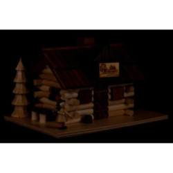 Traditionelles Rauchhaus Köhlerhütte mit Waldarbeiter und LED - 10,5 cm