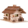 Traditionelles Rauchhaus Waldhütte mit Waldarbeiter und LED - 10 cm