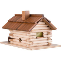 Traditionelles Rauchhaus Waldhütte mit Waldarbeiter und LED - 10 cm