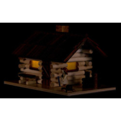 Traditionelles Rauchhaus Waldhütte mit Waldarbeiter und LED - 10 cm