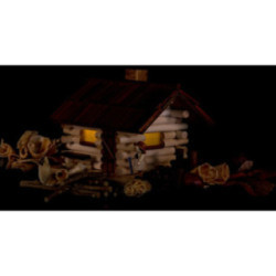 Traditionelles Rauchhaus Waldhütte mit Waldarbeiter und LED - 10 cm