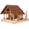 Smoking Lighted House - Freiberg Hut with Figurine - 25 cm / 9.8 inch