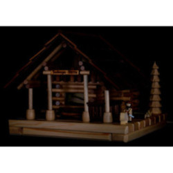 Smoking Lighted House - Freiberg Hut with Figurine - 25 cm / 9.8 inch
