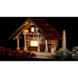 Smoking Lighted House - Freiberg Hut with Figurine - 25 cm / 9.8 inch