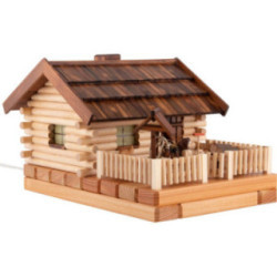 Smoking Lighted House - Farm with Figurine - 17 cm / 6.7 inch