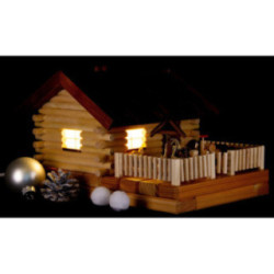 Smoking Lighted House - Farm with Figurine - 17 cm / 6.7 inch