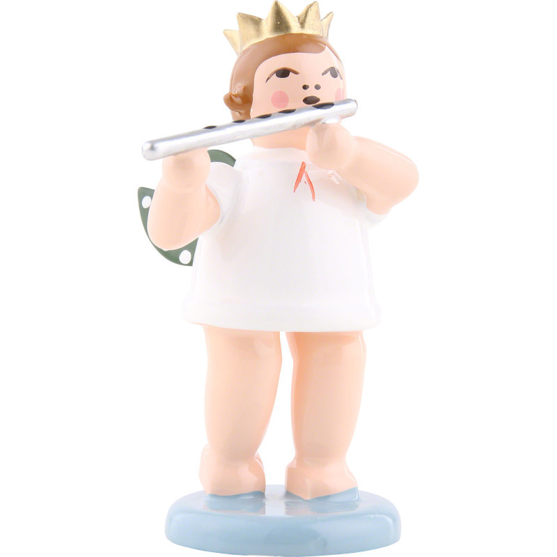 Angel with Crown and German Flute - 6,5 cm / 2.5 inch