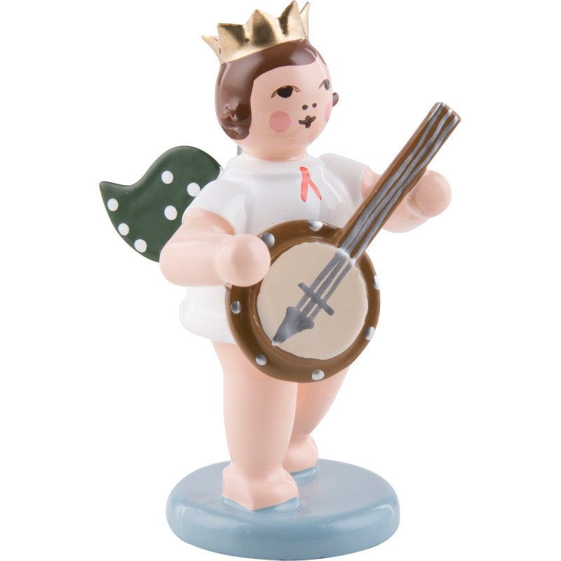 Engel mit Krone und Banjo - 6,5 cm