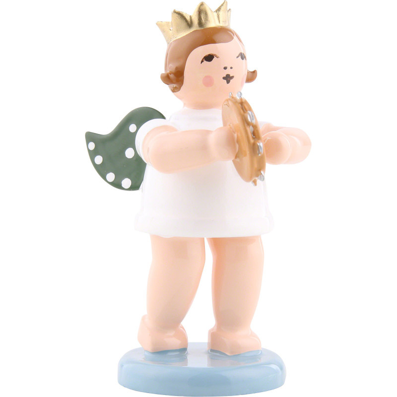 Angel with Crown and Tambourine - 6,5 cm / 2.5 inch