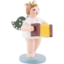 Engel mit Krone und Harmonika - 6,5 cm