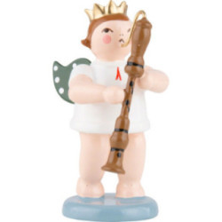 Angel with Crown and Bass Flute - 6,5 cm / 2.5 inch
