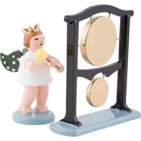Angel with Crown and Double Gong - 6,5 cm / 2.5 inch