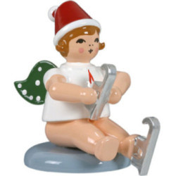 Christmas Angel with Hat and Skates Sitting - 6,5 cm / 2.5 inch