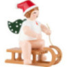Christmas Angel with Hat Sitting on Sleigh - 6,5 cm / 2.5 inch