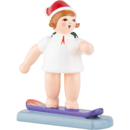 Christmas Angel with Hat on Snow Board - 6,5 cm / 2.5 inch