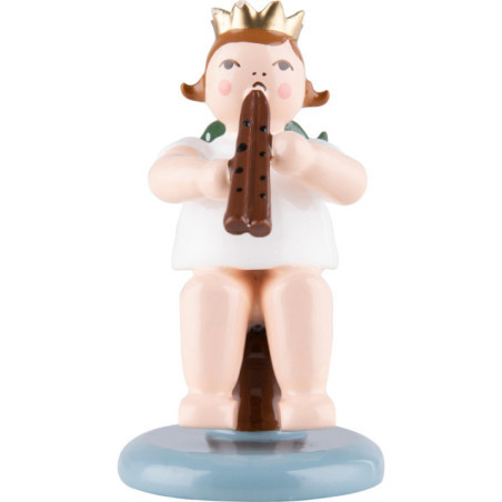 Angel Sitting with Crown and Double Flute - 6,5 cm / 2.6 inch