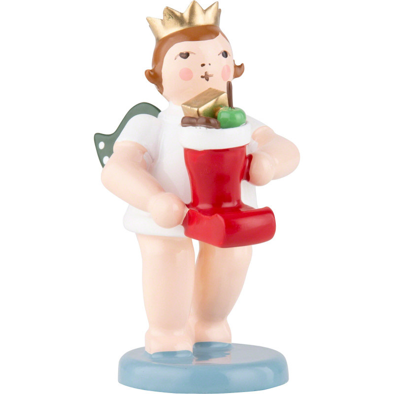 Geschenkeengel mit Krone und Nikolausstiefel - 6,5 cm