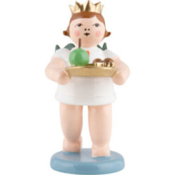 Geschenkeengel mit Krone und Weihnachtsteller - 6,5 cm