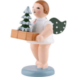 Geschenkeengel mit Baum - 6,5 cm