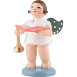 Geschenkeengel mit Trompete und Buch - 6,5 cm