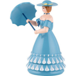 Biedermeierfrau in blau mit Schirm - 11 cm