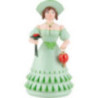 Biedermeierfrau in grün mit Blumen und Tasche - 11 cm