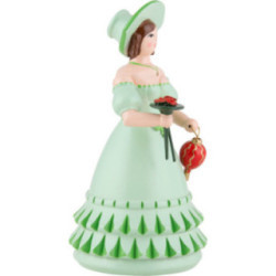 Biedermeierfrau in grün mit Blumen und Tasche - 11 cm