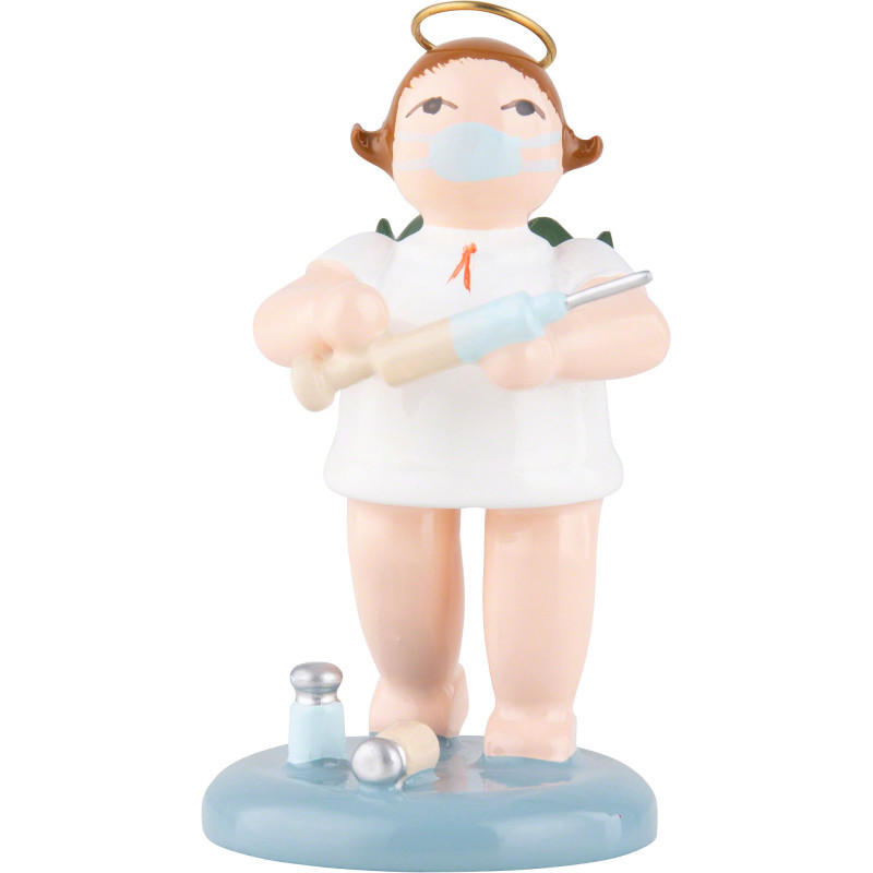 Engel mit Heiligenschein und Spritze - 6,5 cm