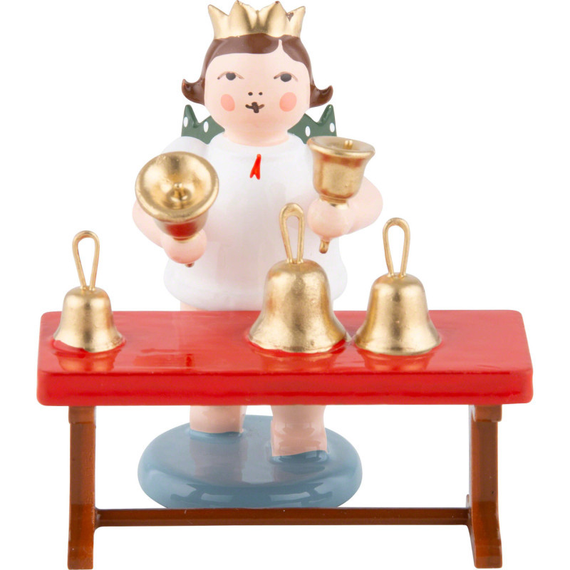 Engel mit Krone und Handglockenspiel - 6,5 cm