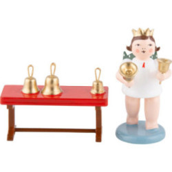 Angel with Crown and Bells at Table - 6,5 cm / 2.6 inch
