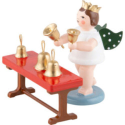 Engel mit Krone und Handglockenspiel - 6,5 cm