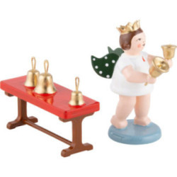 Engel mit Krone und Handglockenspiel - 6,5 cm