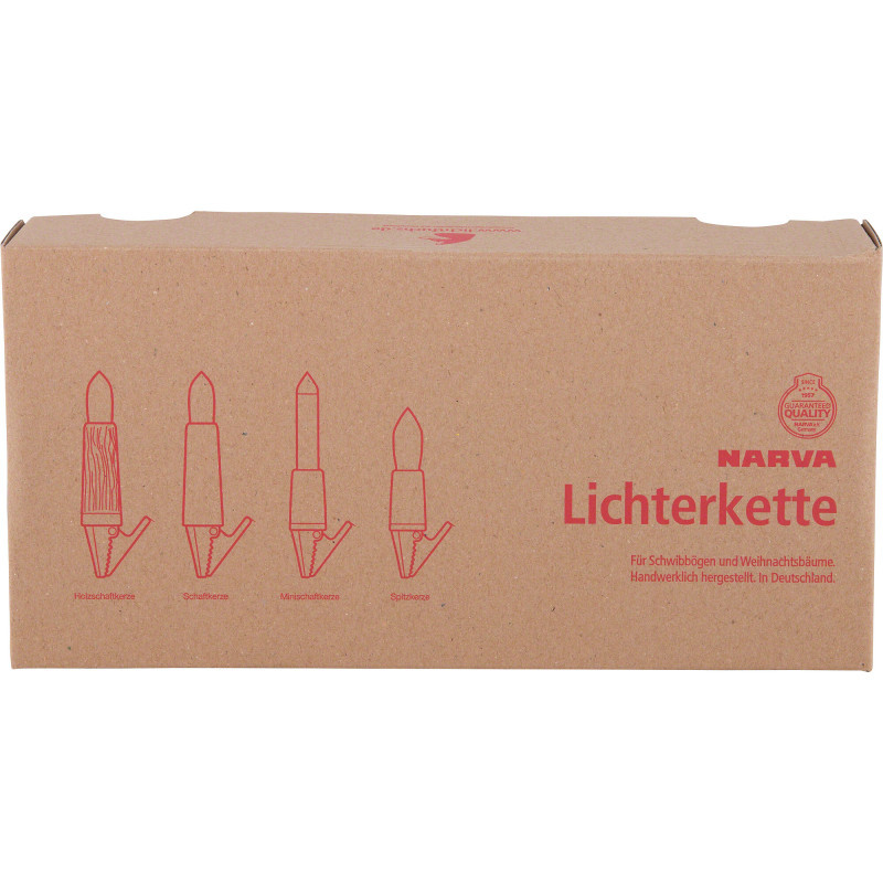 NARVA Exclusive Lichterkette mit 10 Holzschaftkerzen aus Zebranoholz