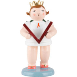 Engel mit Krone und Holzklapper - 6,5 cm