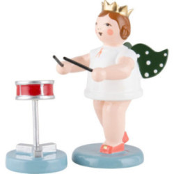 Angel with Crown and Small Orchestral Drum - 6,5 cm / 2.6 inch