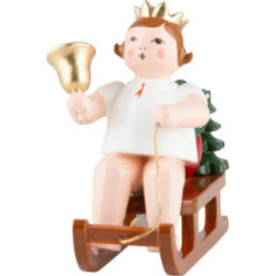 Angel Sitting with Crown and on Sleigh - 6,5 cm / 2.6 inch