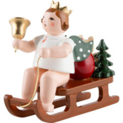 Angel Sitting with Crown and on Sleigh - 6,5 cm / 2.6 inch