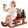 Engel sitzend mit Krone und auf Schlitten - 6,5 cm