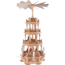 4-stöckige Pyramide Christi Geburt, natur, elektrisch - 61 cm