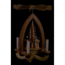 1-Tier Pyramid - Long-Skirt Angels with Pleated Skirts - Natural - 28 cm / 11 inch
