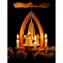 1-Tier Pyramid - Long Skirt Angels - Natural - 28 cm / 11 inch