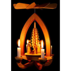 1-stöckige Pyramide Christi Geburt - natur - 28 cm