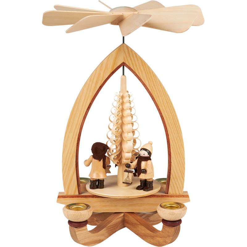 1-stöckige Pyramide große Lampionkinder - natur - 28 cm