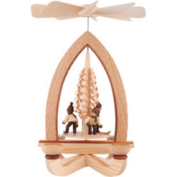 1-stöckige Pyramide Wintersportler - natur - 28 cm