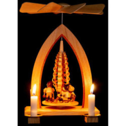 1-Tier Pyramid - Winter Children - Natural - 26 cm / 10.2 inch