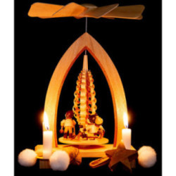 1-Tier Pyramid - Winter Children - Natural - 26 cm / 10.2 inch
