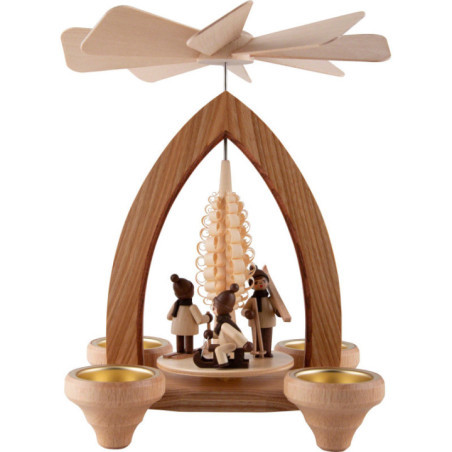 1-Tier Pyramid - Winter Children - Natural - 26 cm / 10.2 inch