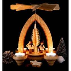 1-Tier Pyramid - Winter Children - Natural - 26 cm / 10.2 inch