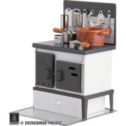 Räucherofen Küchenherd weiß-silber - 21 cm